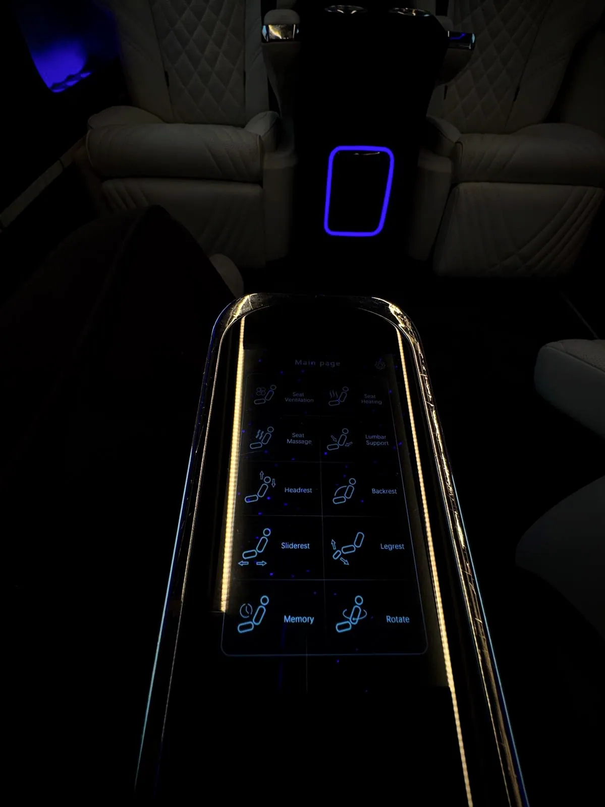Seat-control interface inside a V-Protect interior